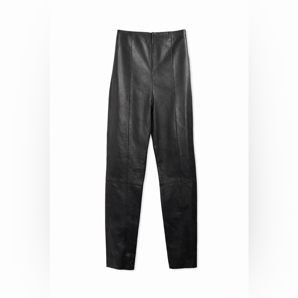 Vintage North Beach Leather Pants Black 90s High Rise Straight Luxe Minimalist-6